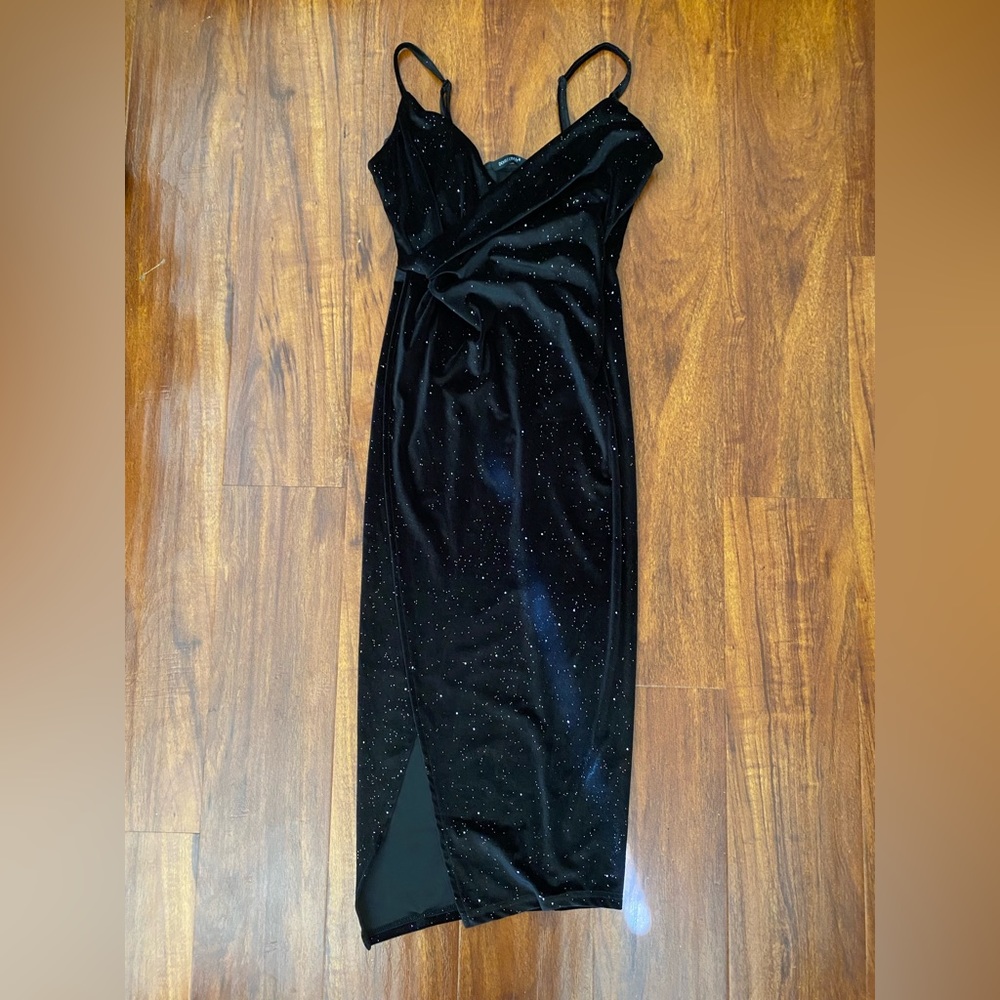 Black Pencil Dress with Silver Glitter